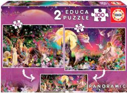 *** EDUCA CASSE-TÊTES 2X100 PIÈCES PANORAMIC  - TRIPTYQUE DES FÉES #32119291